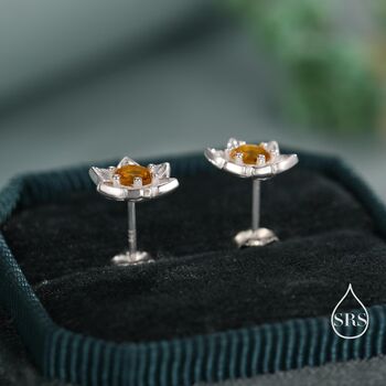 Sterling Silver Daffodil Cz Stud Earrings, 3 of 11