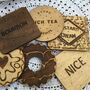 Set Of Six Wooden Biscuit Coasters, thumbnail 1 of 4