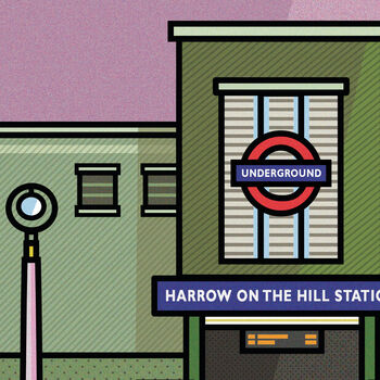 Harrow Station Colour Illustration Print, 3 of 5