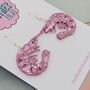 Pink Shrimp Glitter Earrings, thumbnail 2 of 5