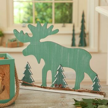 Scandi Moose Wooden Christmas Home Decoration, 3 of 8