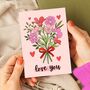 Valentine's Day Card With Cute Illustrated Flowers, thumbnail 1 of 2