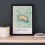 Framed And Personalised Jersey Map Print, thumbnail 6 of 8