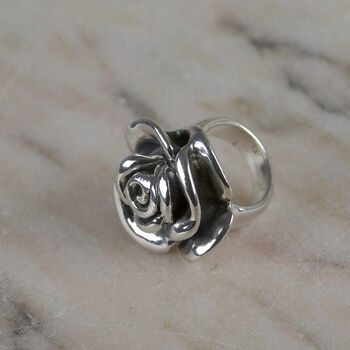 Large Flower Ring In Sterling Silver, 3 of 5