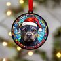 Staffie Black In Santa Hat Suncatcher Decoration, thumbnail 1 of 6