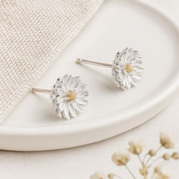 Sterling Silver And Gold Plated Aster Stud Earrings – 8mm, 2 of 4