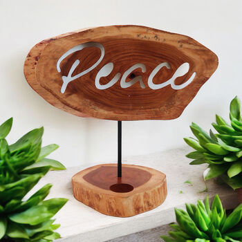 Peace Candle Holder Wooden Tealight Holder Home Gift, 2 of 3