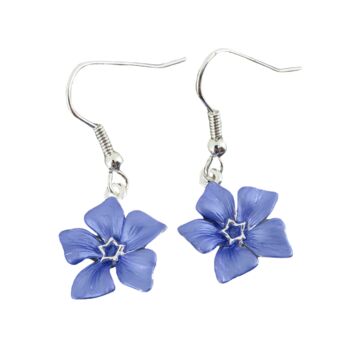 Periwinkle Blue Flower Drop Earrings, 5 of 6