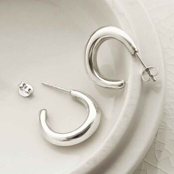 Sterling Silver Bold Hoop Stud Earrings, 4 of 9