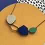 Geometric Abstract Gemstone Wooden Necklace, thumbnail 3 of 5