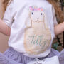 Personalised Organic Flower Crown Bunny Kid's Tshirt, thumbnail 2 of 5
