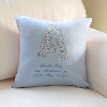 Personalised Embroidered Appliqued Christening Cushion, 5 of 6