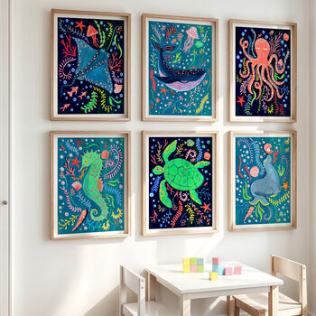 Stingray Sea Animal Colourful Nursery Print, 6 of 11