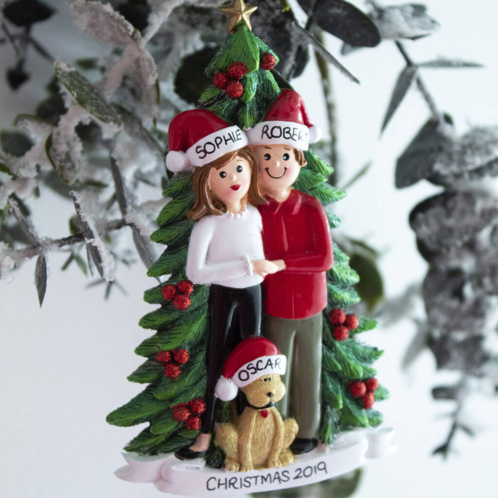 Personalised Couple With Dog Christmas Decoration, 1 of 7