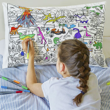 Dinosaur Pillowcase Kit + 10 Pens, Colour In And Learn, 5 of 6