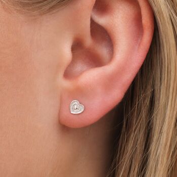 5mm Sterling Silver Textured Heart Stud Earrings, 2 of 7