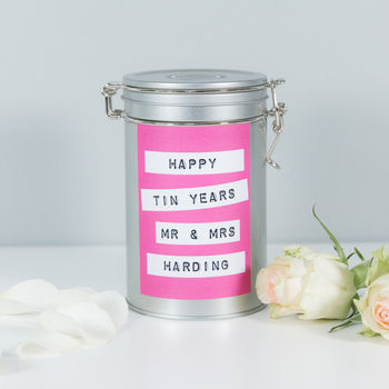 Personalised 10th Anniversary Coffee Gift In Tin, 2 of 6