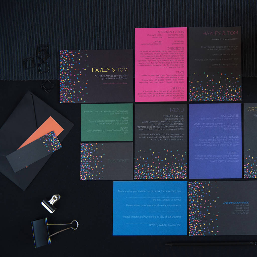 Confetti Wedding Invitations By Mock Up Designs