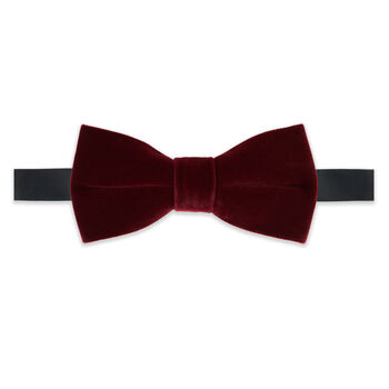 Mens Burgundy Red Velvet Bow Tie And Pocket Square, 4 of 4