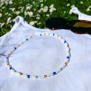 White Beaded Necklace With Colourful Bead Details, 2 of 3