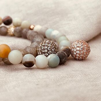 Amazonite Micro Pavé Cz Charm Bracelet, 2 of 7