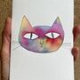 Rainbow Watercolour Personalised Cat Painting Card, thumbnail 3 of 10