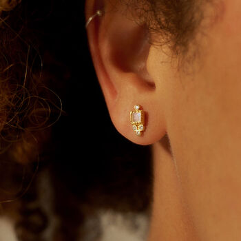 Aphrodite Rose Quartz And White Zircon Studs, 6 of 6