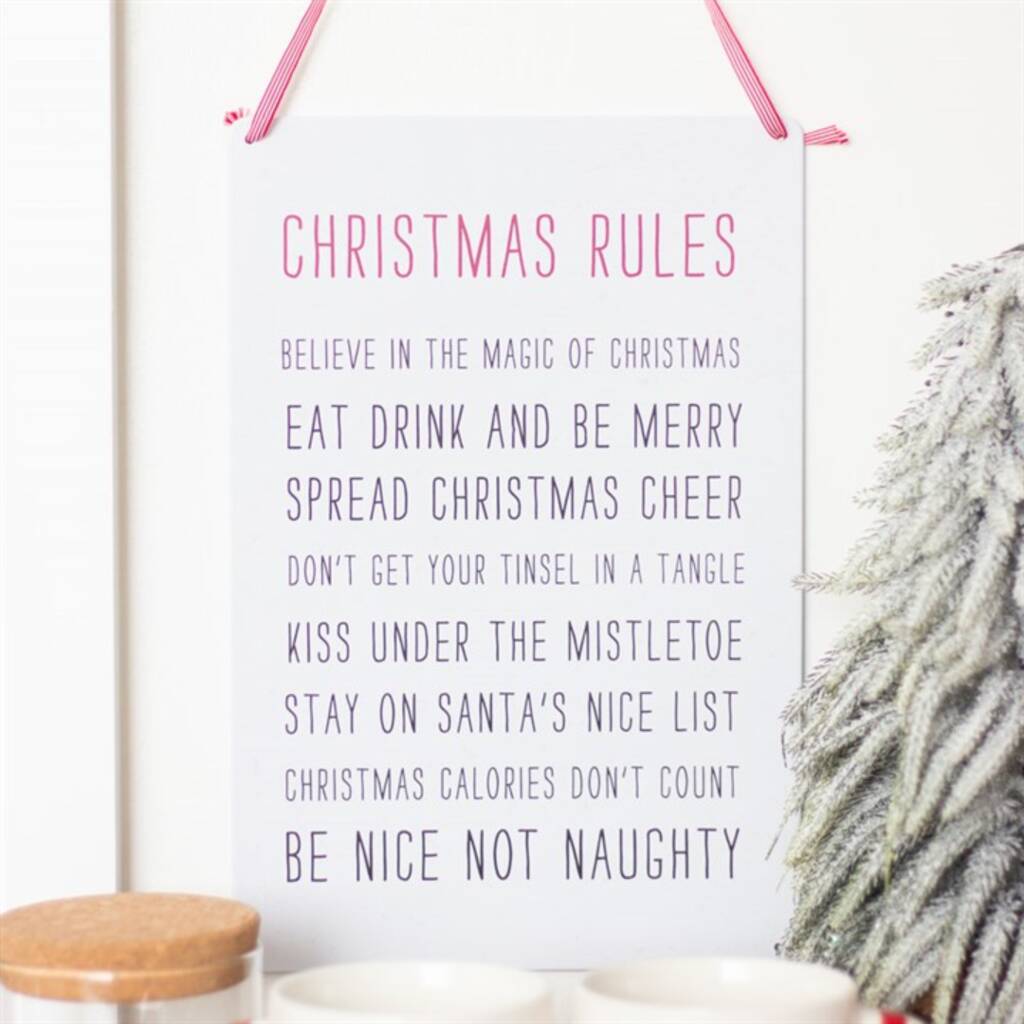 Christmas Rules Metal Sign By Grey Star Interiors