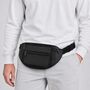 Black Leather Unisex Crossbody Travel Bum Bag, thumbnail 1 of 3