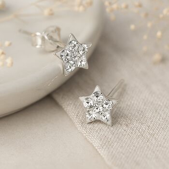Sterling Silver Twinkling Star Stud Earrings, 2 of 9