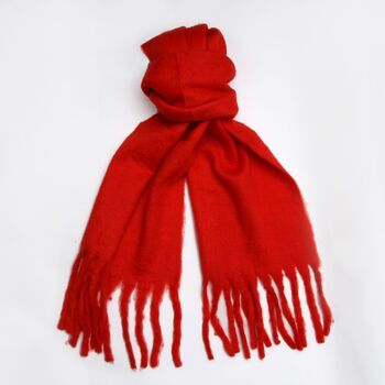 Heavyweight Red Tassel Scarf, 2 of 4