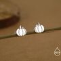 Pumpkin Internally Threaded Flat Back Earrings In Sterling Silver, thumbnail 4 of 11
