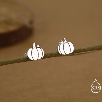 Pumpkin Internally Threaded Flat Back Earrings In Sterling Silver, 4 of 11