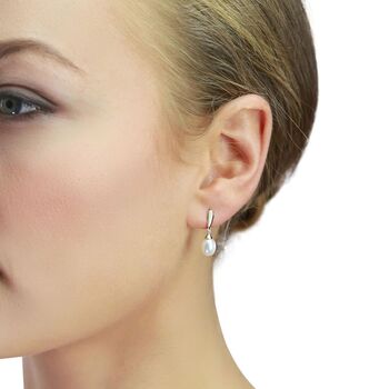 Freshwater Pearl And Diamond Drop Earrings In 9ct Gold, 7 of 7