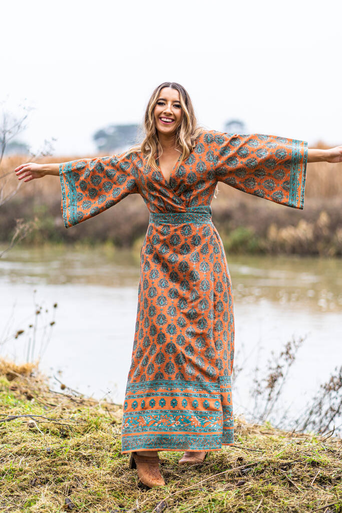 Savannah Kimono Dress Copper By Patchouli Fair