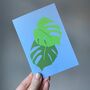 Monstera Leaf Print Set Of Six Mixed Design Notecards, thumbnail 2 of 4