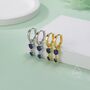 Tiny Double Sapphire Blue Cz Huggie Hoop Earrings, thumbnail 2 of 11