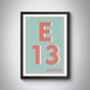 E13 East Ham Typography Postcode Print, thumbnail 7 of 11