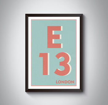 E13 East Ham Typography Postcode Print, 7 of 11