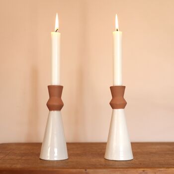White And Terracotta Candlestick Holder, 10 of 11