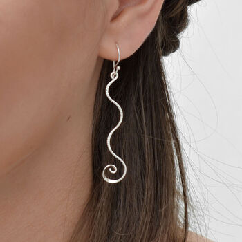 Sterling Silver Dangly Enchanted Ribbon Earrings, 2 of 3