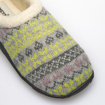 Ellen Grey/Lime Nordic Women's Slippers Indoor/Garden Shoes, 12 of 12