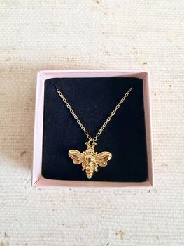 18 K Gold Plated Bee Pendant Necklace, 7 of 11
