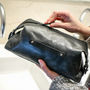 Personalised Vintage Leather Collar Stud Wash Bag, thumbnail 5 of 9