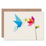 Origami Hummingbird Flower Geometric Thankyou Card, thumbnail 1 of 4