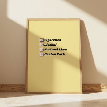 Customisable Worldwide Cigarettes And Alcohol Oasis Print / Oasis Live 25 Wall Art / Oasis UK And Dublin Tour Memorabilia / Oasis Print, 4 of 4