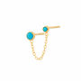 Turquoise Double Stud Earring With Chain Connector, thumbnail 3 of 6