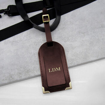 Couples Personalised Handmade Leather Luggage Tag Set, 6 of 9