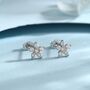 Uncoloured Forget Me Not Flower Cz Stud Earrings, thumbnail 1 of 12