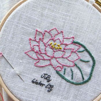 Birth Flower Embroidery Hobby Napkin Set Craft Kit Gift, 4 of 7